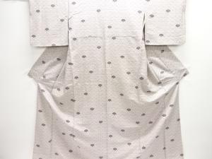 アンティーク　花青海波模様織出し手織り紬着物